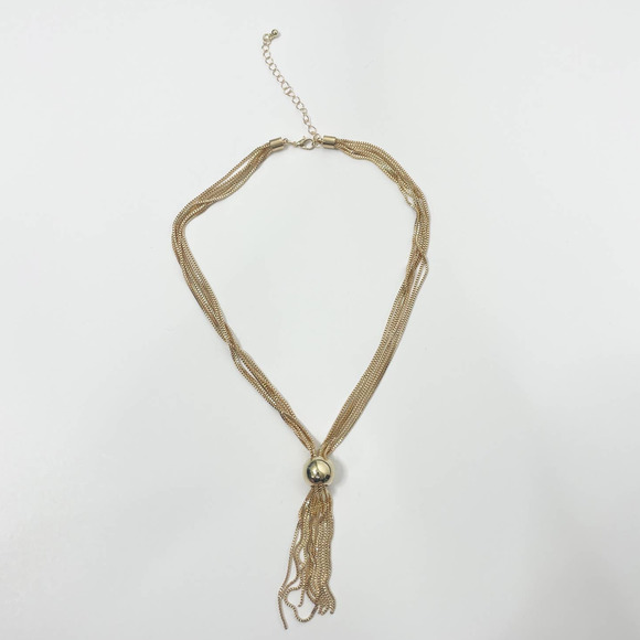 NEW Tassel Choker Necklace Ball Decor Twisted Snake Chain Lobster Claw - Picture 4 of 12